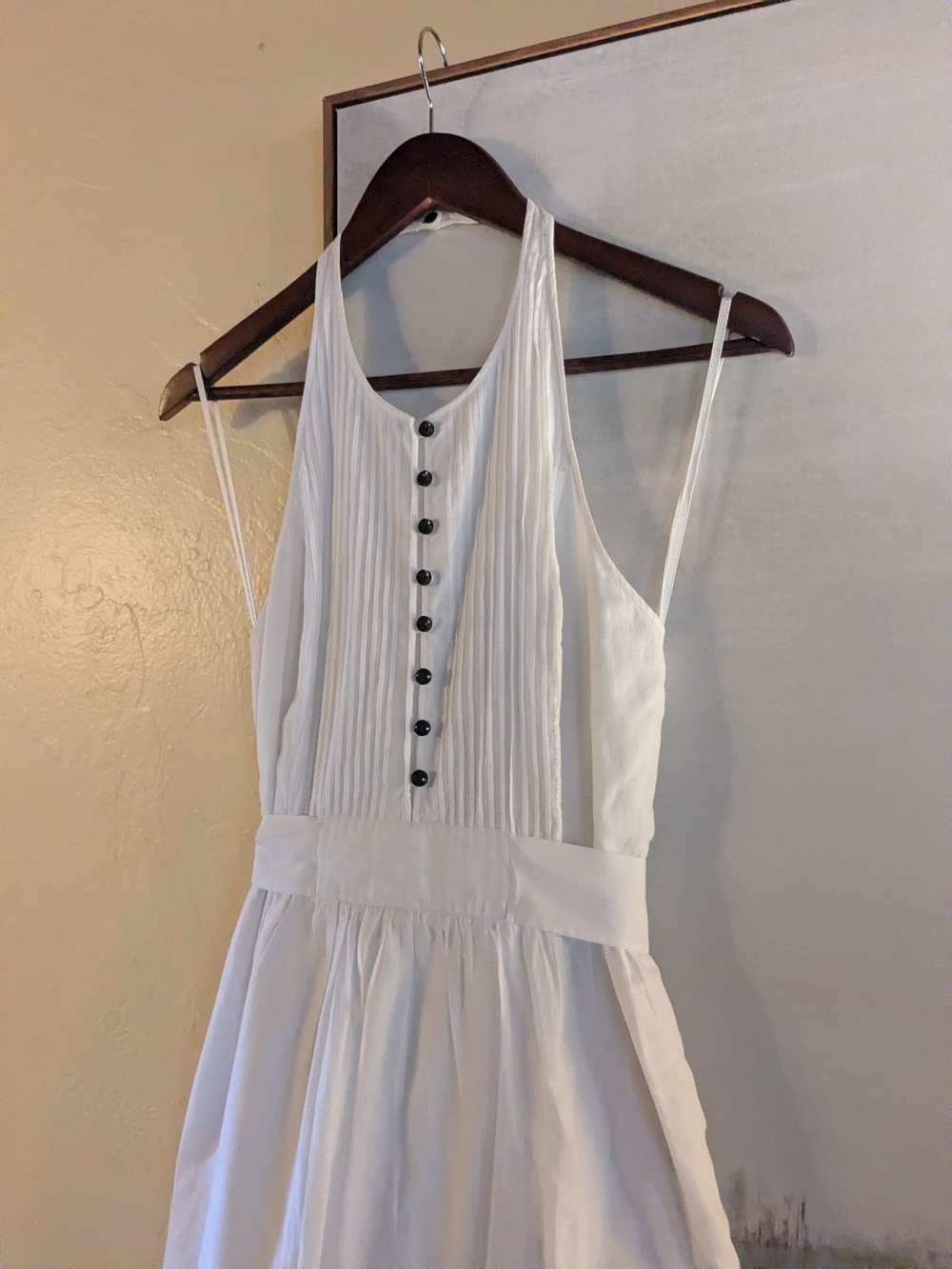 Club Monaco White Strapless-Look Pleated Button Sundress